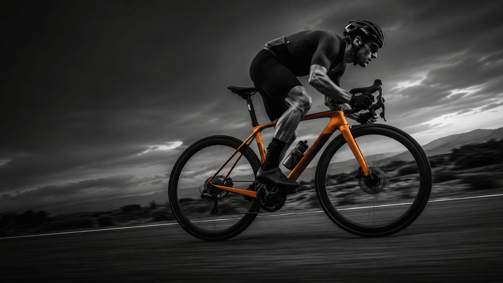 Cyclist riding at speed